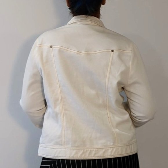 Autre Chose vintage white denim jacket with golden and brown contrast stitching - Picture 3 of 6